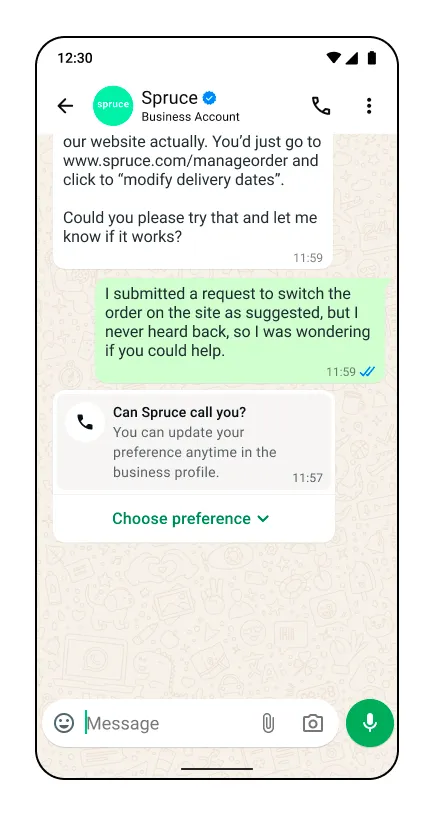 Template message with no text body