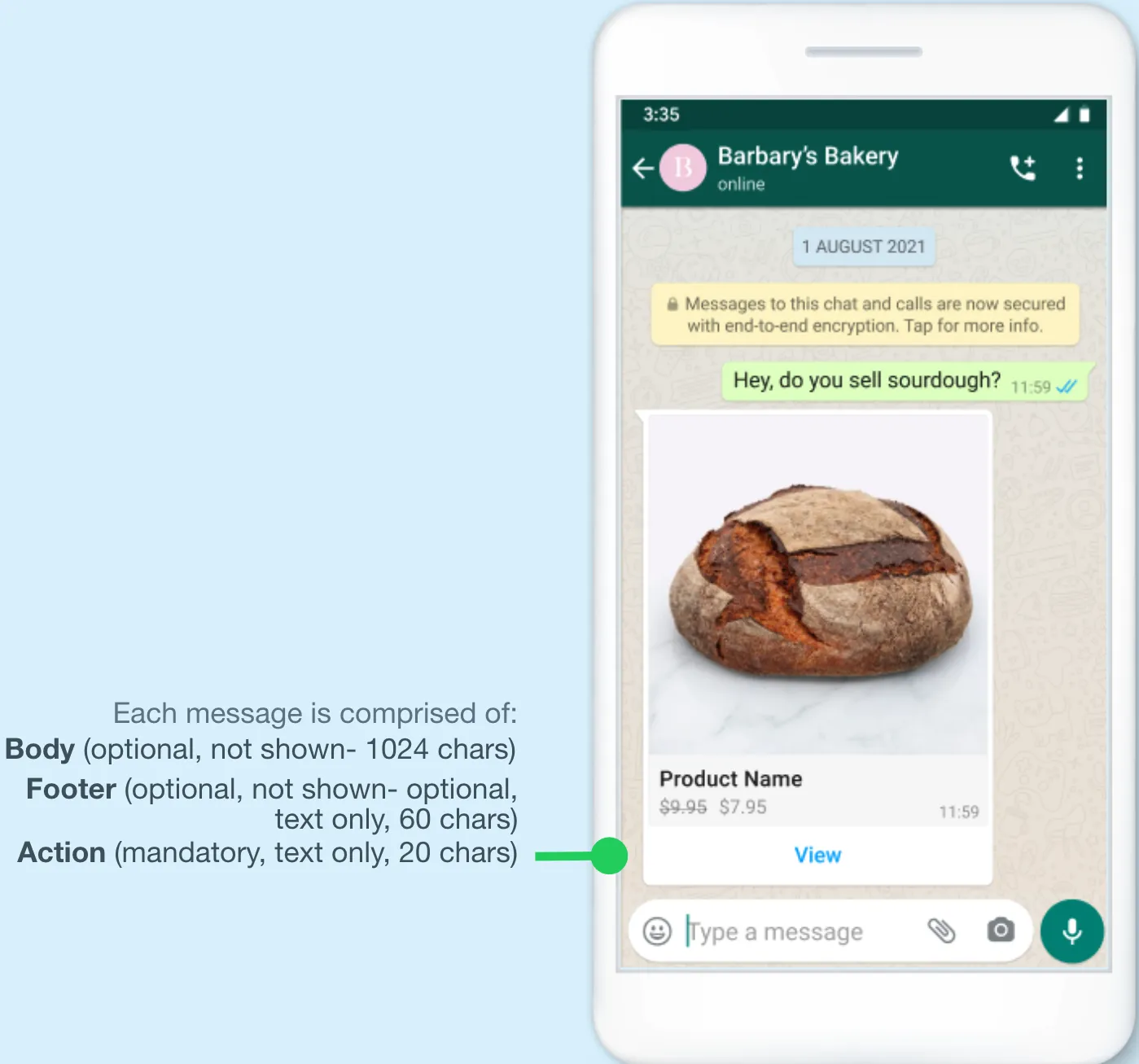 Single-Product message example